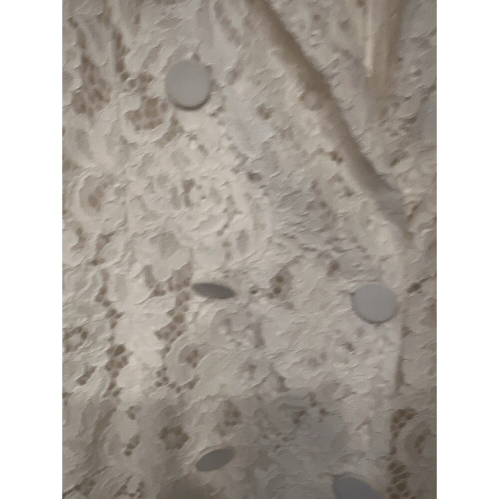 Zara White Textured Jacquard Floral Long Sleeve Button Down Shirt Blouse Top M - Picture 5 of 10